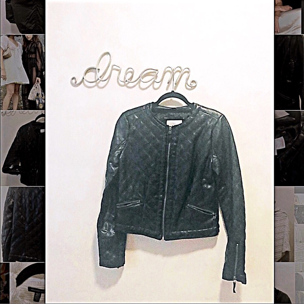 Quilted Black Faux Leather Jacket Xhilaration NWOT